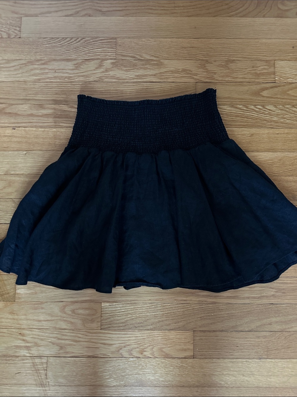 J. Crew Black Smocked Waist Skater Skirt
